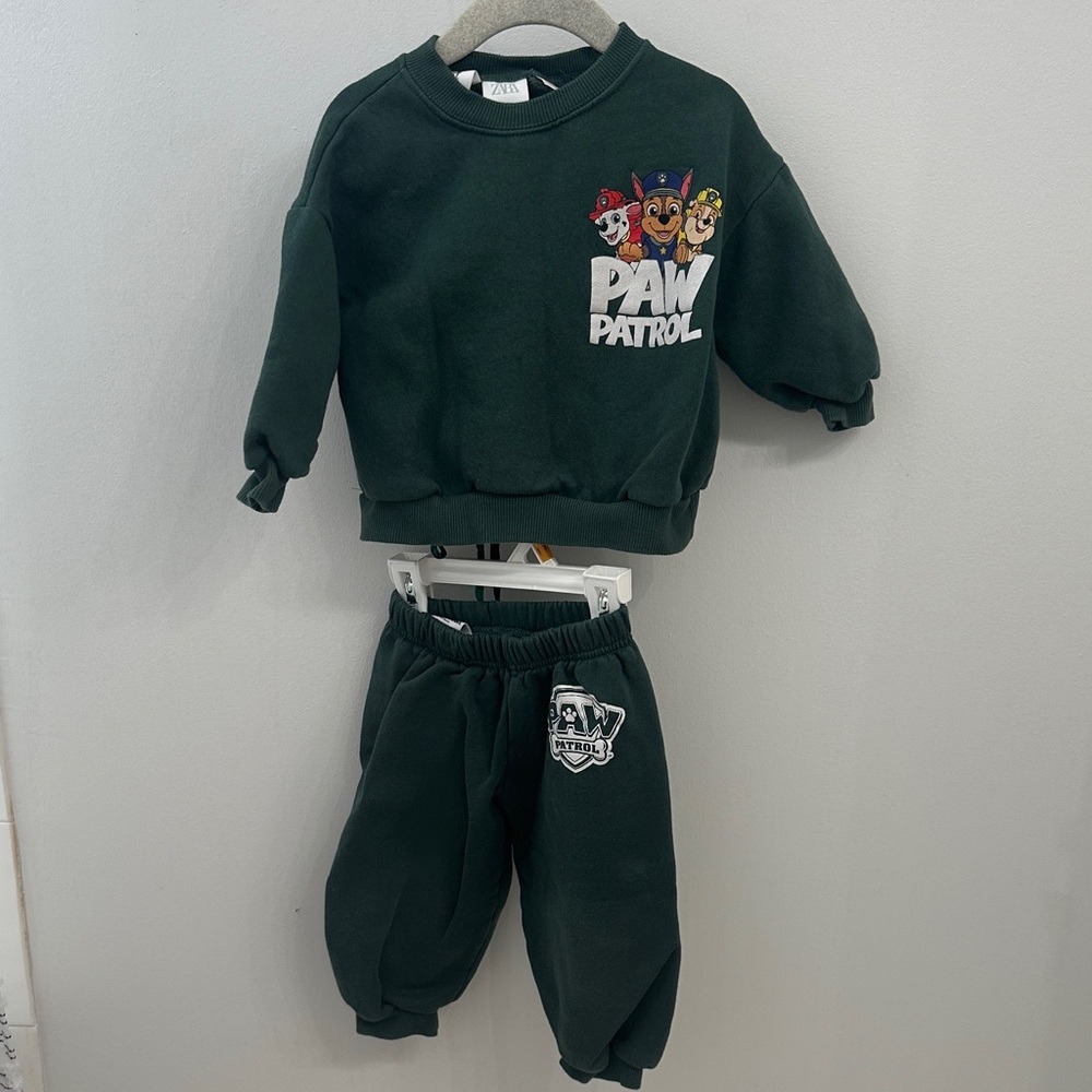 Zara Paw Patrol Kids Dark Green Sweatpants & Joggers Set